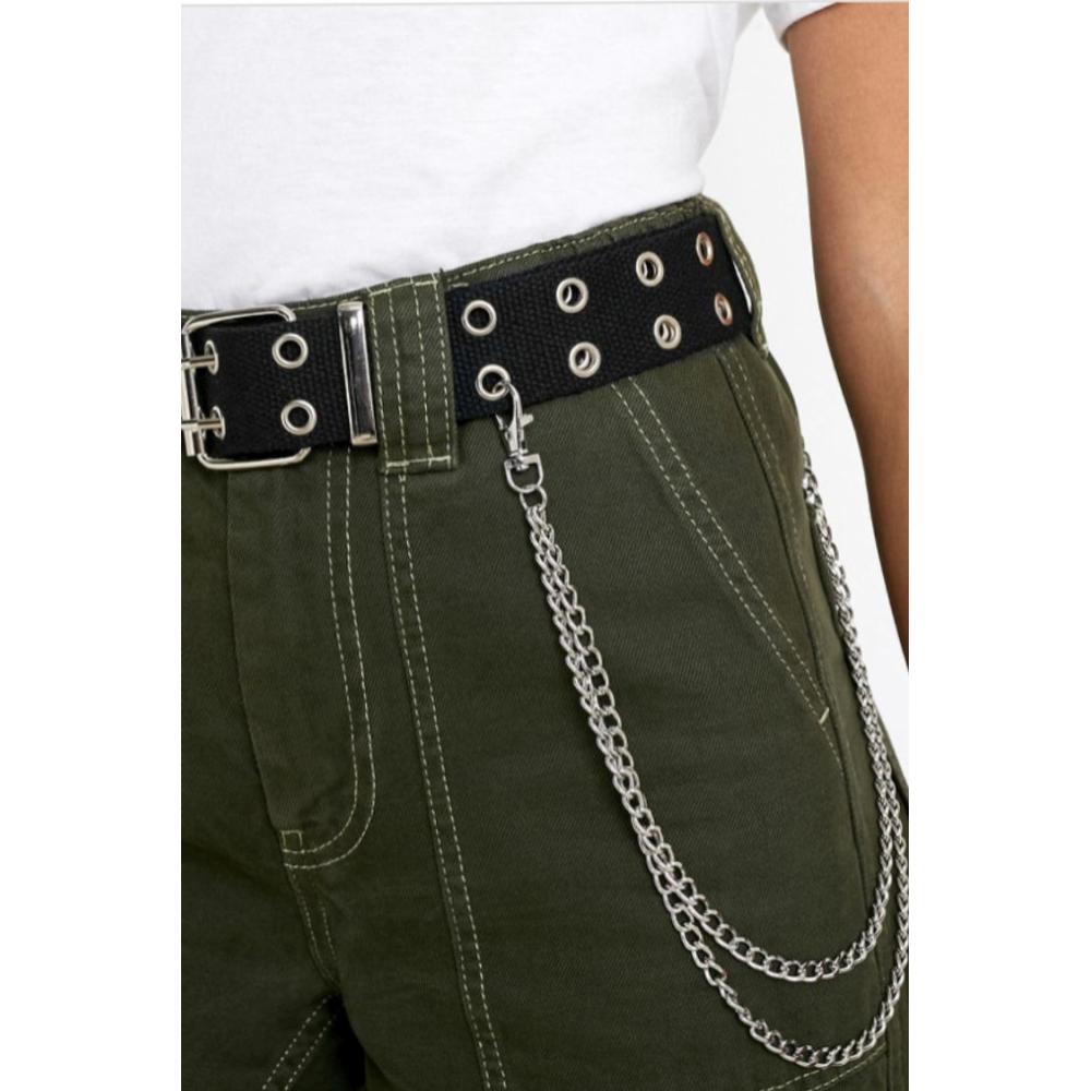 Zac's Alter Ego - 2 row eyelets with double chain Ceinture - Noir/Blanc